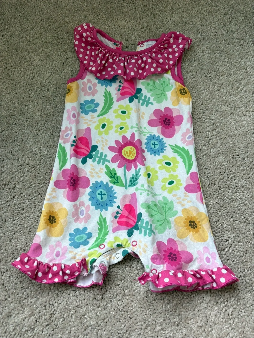 Penelope Plumm Toddler Floral Ruffle Romper - Pink Multi